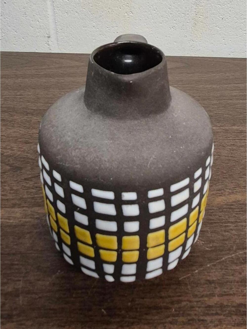 Vintage mini Ceramic Pitcher/Vase with Grid Design